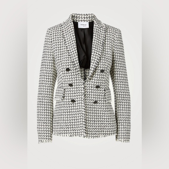 Akris Punto Jackets & Blazers - Akris Punto Black and White Tweed Double-Breasted Blazer